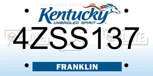4ZSS137 Kentucky License Plate