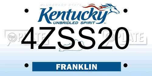 4ZSS20 Kentucky License Plate