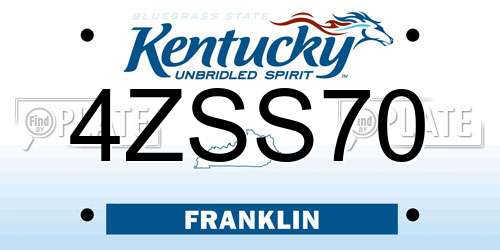 4ZSS70 Kentucky License Plate