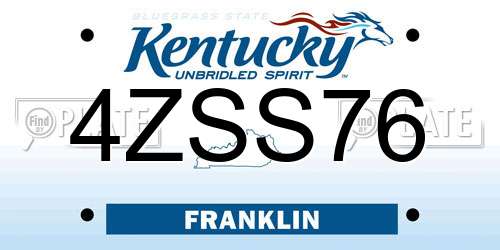 4ZSS76 Kentucky License Plate