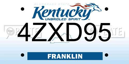 4ZXD95 Kentucky License Plate