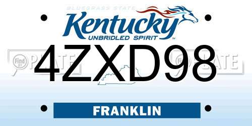 4ZXD98 Kentucky License Plate