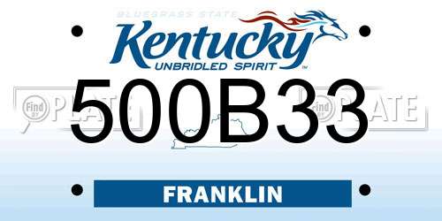 500B33 Kentucky License Plate