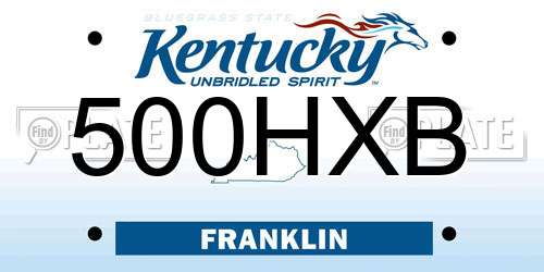 500HXB Kentucky License Plate
