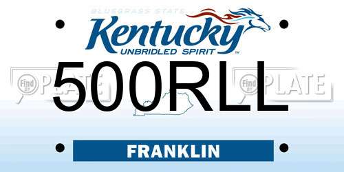 500RLL Kentucky License Plate