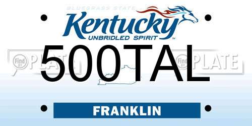500TAL Kentucky License Plate