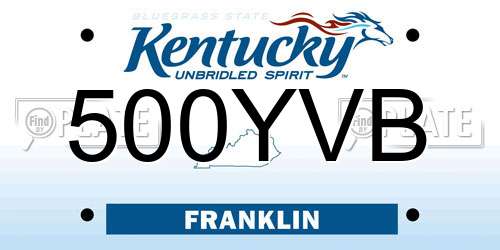 500YVB Kentucky License Plate