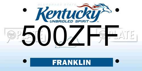500ZFF Kentucky License Plate