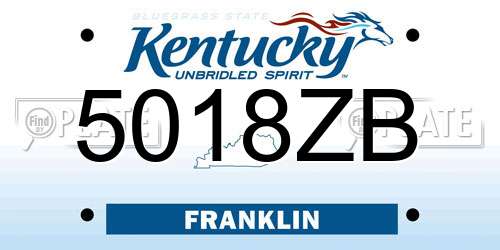 5018ZB Kentucky License Plate