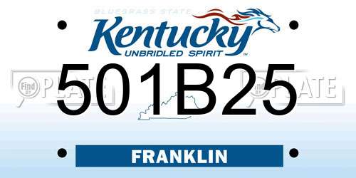 501B25 Kentucky License Plate
