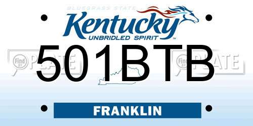 501BTB Kentucky License Plate
