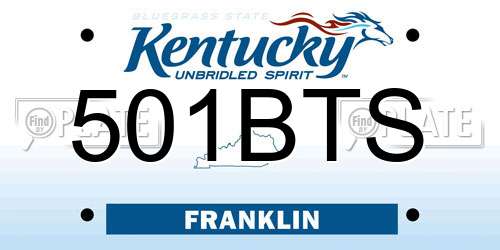 501BTS Kentucky License Plate