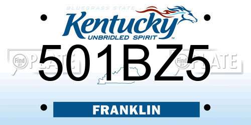 501BZ5 Kentucky License Plate