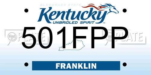 501FPP Kentucky License Plate