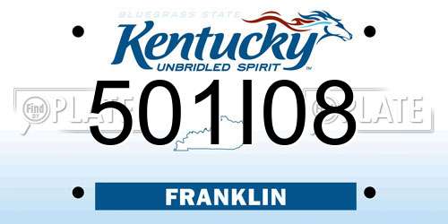 501I08 Kentucky License Plate