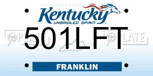 501LFT Kentucky License Plate
