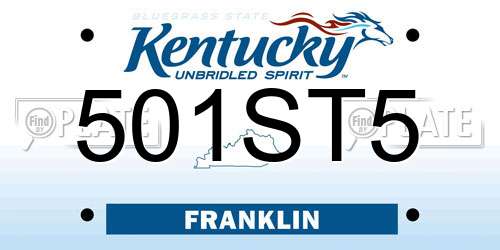 501ST5 Kentucky License Plate
