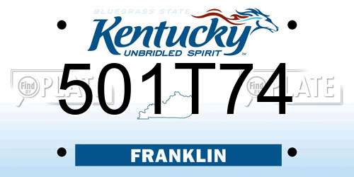 501T74 Kentucky License Plate