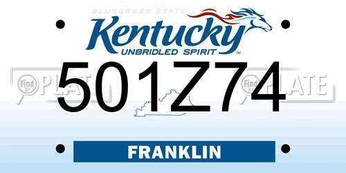 501Z74 Kentucky License Plate