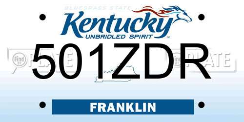 501ZDR Kentucky License Plate