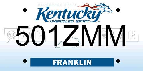 501ZMM Kentucky License Plate