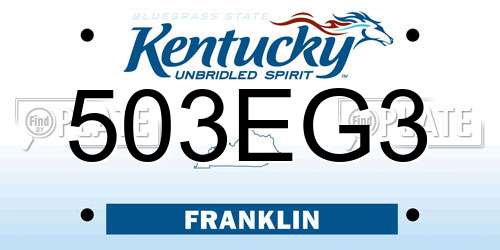 503EG3 Kentucky License Plate