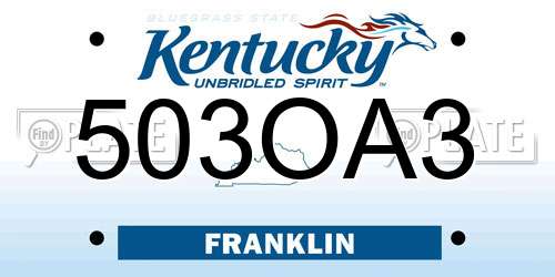 503OA3 Kentucky License Plate
