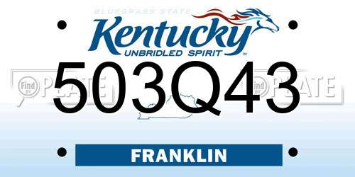 503Q43 Kentucky License Plate