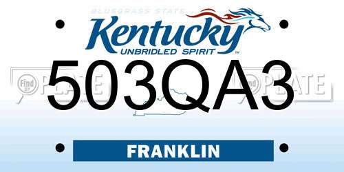 503QA3 Kentucky License Plate
