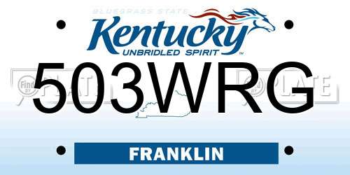 503WRG Kentucky License Plate