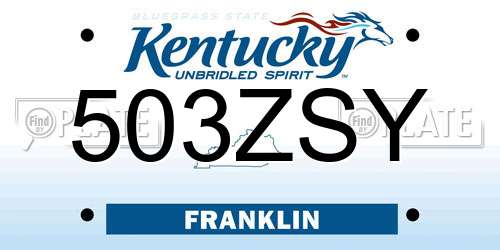 503ZSY Kentucky License Plate