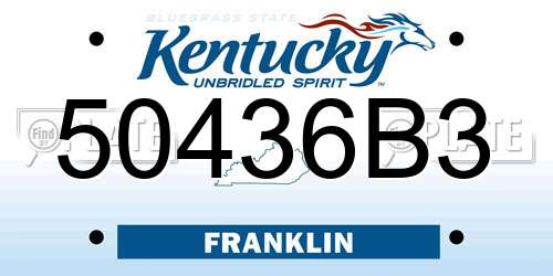 50436B3 Kentucky License Plate