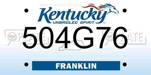 504G76 Kentucky License Plate