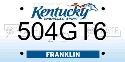 504GT6 Kentucky License Plate