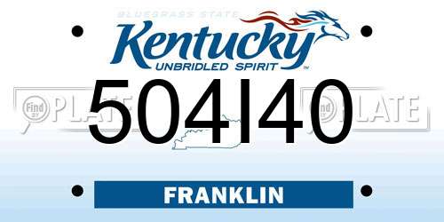 504I40 Kentucky License Plate