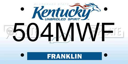 504MWF Kentucky License Plate