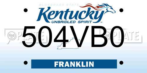 504VB0 Kentucky License Plate
