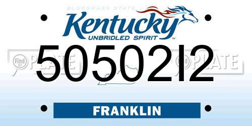 50502I2 Kentucky License Plate