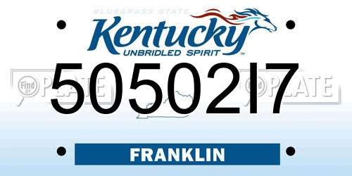 50502I7 Kentucky License Plate