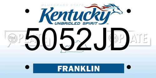 5052JD Kentucky License Plate