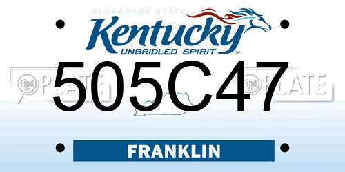 505C47 Kentucky License Plate