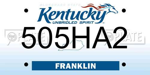 505HA2 Kentucky License Plate