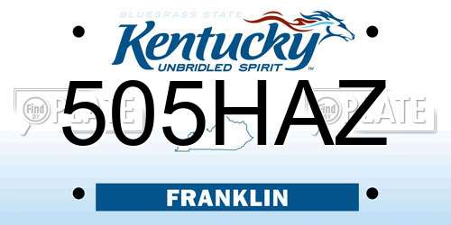 505HAZ Kentucky License Plate