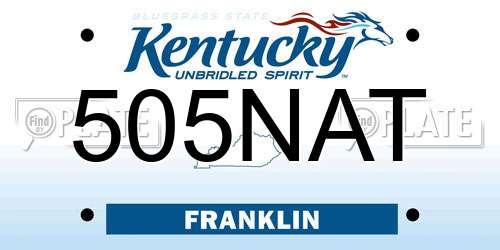 505NAT Kentucky License Plate