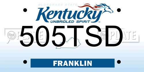 505TSD Kentucky License Plate