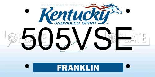 505VSE Kentucky License Plate