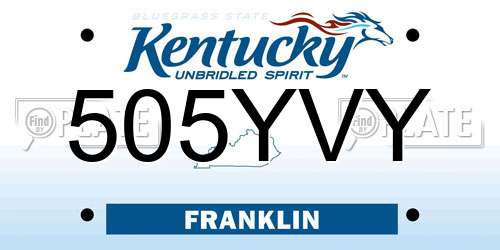 505YVY Kentucky License Plate