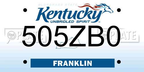 505ZB0 Kentucky License Plate