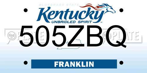 505ZBQ Kentucky License Plate