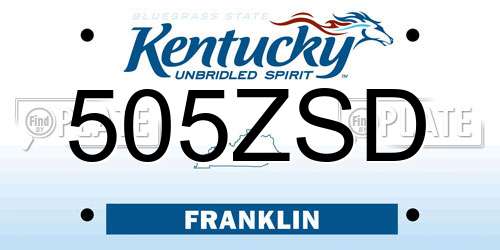 505ZSD Kentucky License Plate